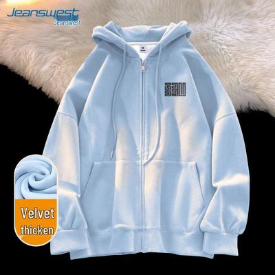 JEANSWEST Damen 2025 Fleecegefütterter Kapuzenpullover mit durchgehendem Reißverschluss