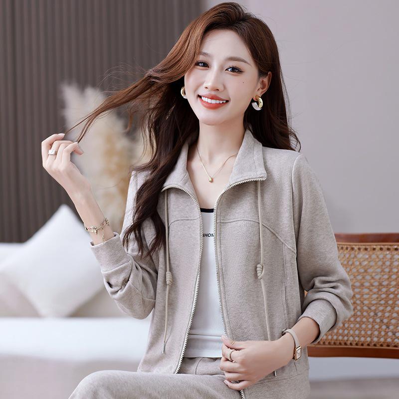 Chic Cashmere Cardigan & Slimming Sportswear Set for Women - 2025 Spring/Autumn Running Suit, Two-Piece.