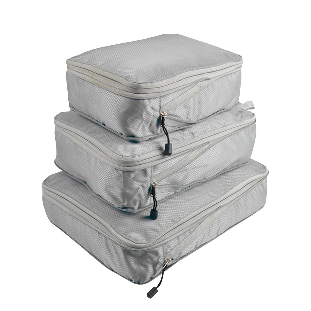 Nylon Waterproof Foldable Storage Bags with Zipper Travel Packing Organizers Set of 3 Lightweight Durable Cubes for Clothes Accessories