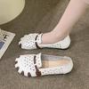 Fashion Hollow Out Single Shoe Women's 2024 Summer and Autumn New Flat Bottomed Round Toe Single Shoes Retro Women's Shoes Traf