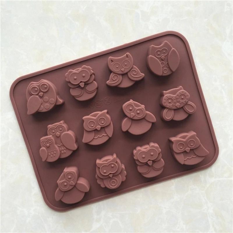 1/2Pcs Economic Silicone 12-Owl Cake Mould for Decorating Candy Cookies Chocolate Soap Baking.