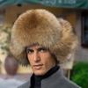 Real Fox Fur Hats Men 's Winter Lei Feng Hat Middle-Aged Elderly Outdoor Thickened Raccoon Fur Cap Warm Sheep Leather Bomber Hat
