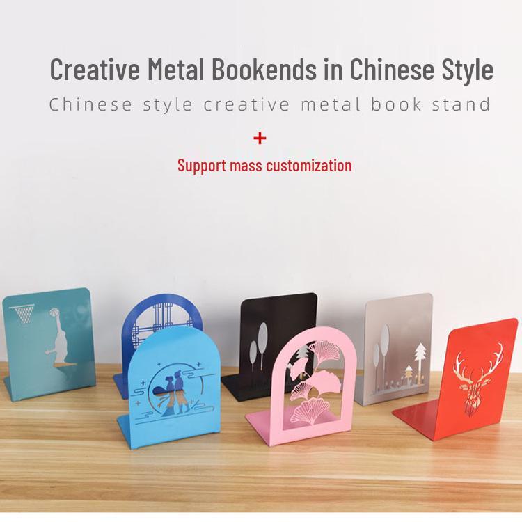 Chinese Style Ancient Architecture Metal Bookends: Decorative Desktop Ornaments and Book Support Clips