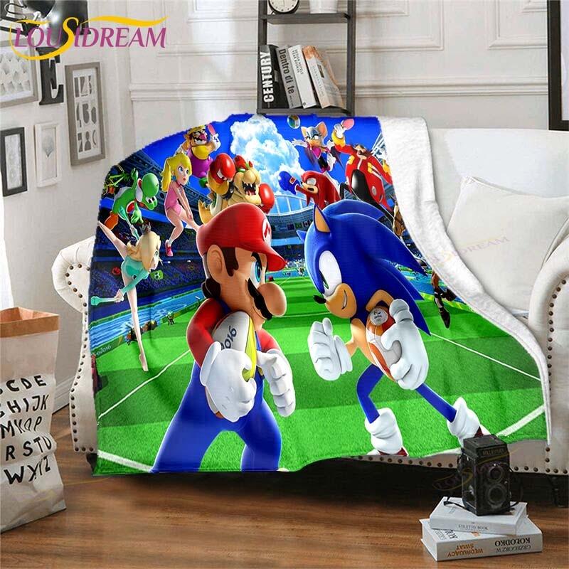 Mario Bros Blanket High Quality Flannel Warm Soft Plush on The Sofa Bed Blanket Suitable for Air Conditioning Blanket