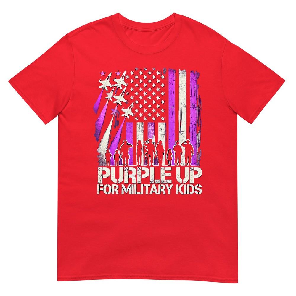 Purple Up For Military Kids Military Child Month Usa Flag Us TShirt S