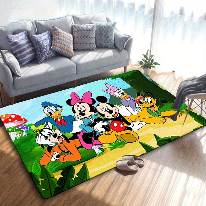 1pc Mickey Mouse Pattern Area Rug Soft Flannel Floor Mat for Living Room, Bedroom, Sofa Coffee Table Floor Mat, Machine Washable