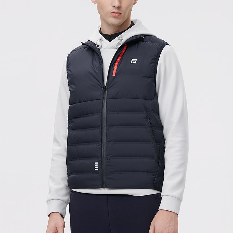 FILA Fleece Sports Casual Warm Down Vest Men Vests Dark-Blue A11M141911F-NV