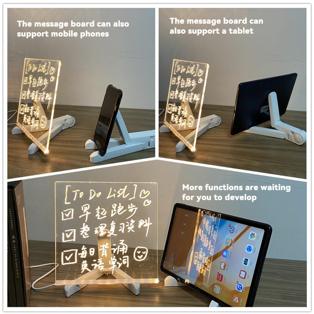 LED Glowing Transparent Marking Board Acrylic Erasable Adult, Children Art DIY Painting Board Home Office Store Supplies