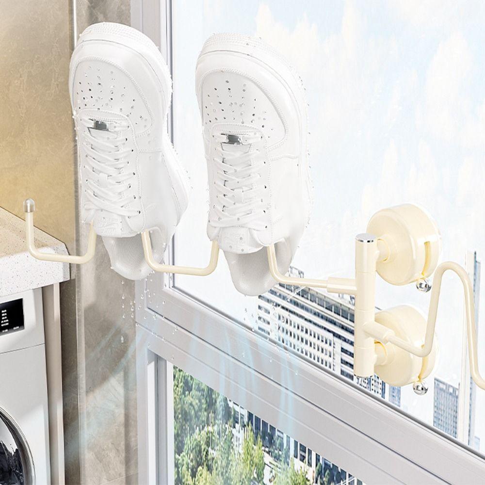 Waterproof Suction Cup Shoe Drying Rack Double-layer Wall Mounted Shoe Holder  Balcony