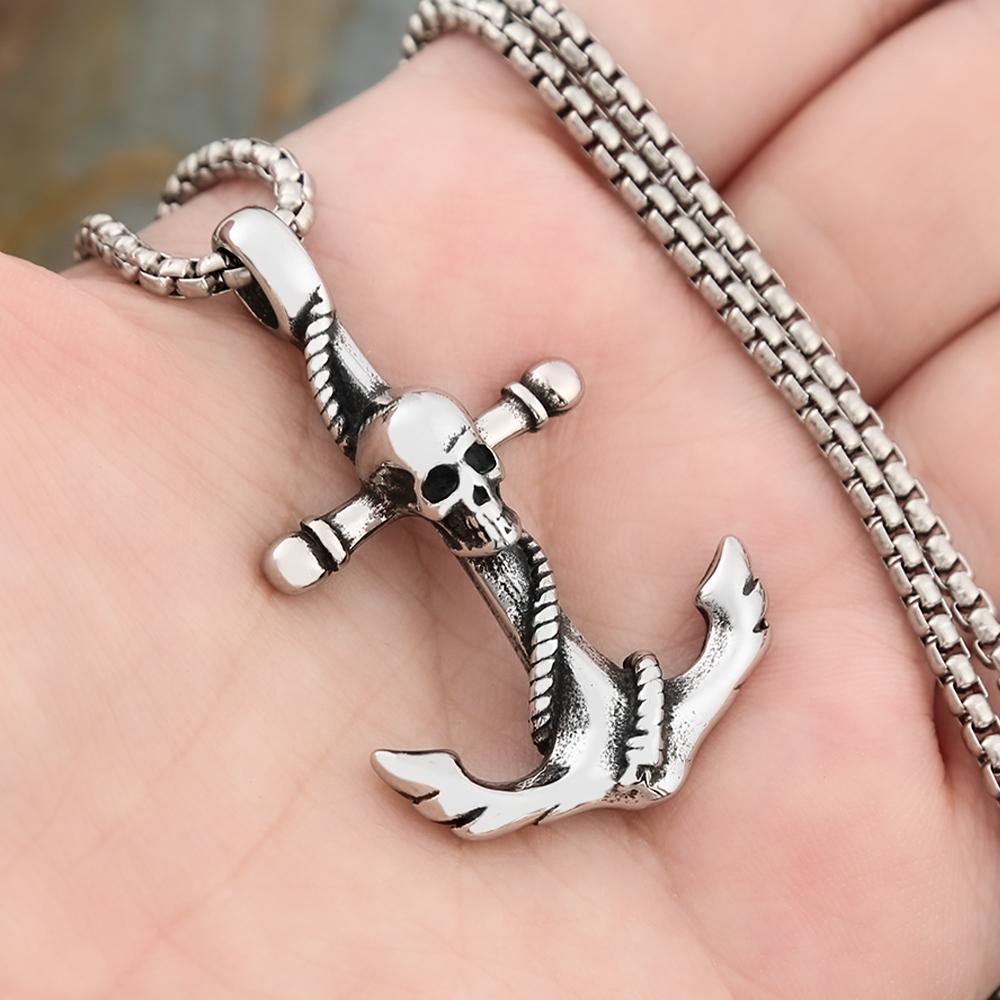 Gotische Hip Hop Totenkopf Anhänger Halsketten Für Männer Edelstahl Punk Mode Skelett Halskette Halloween Schmuck Geschenke Großhandel
