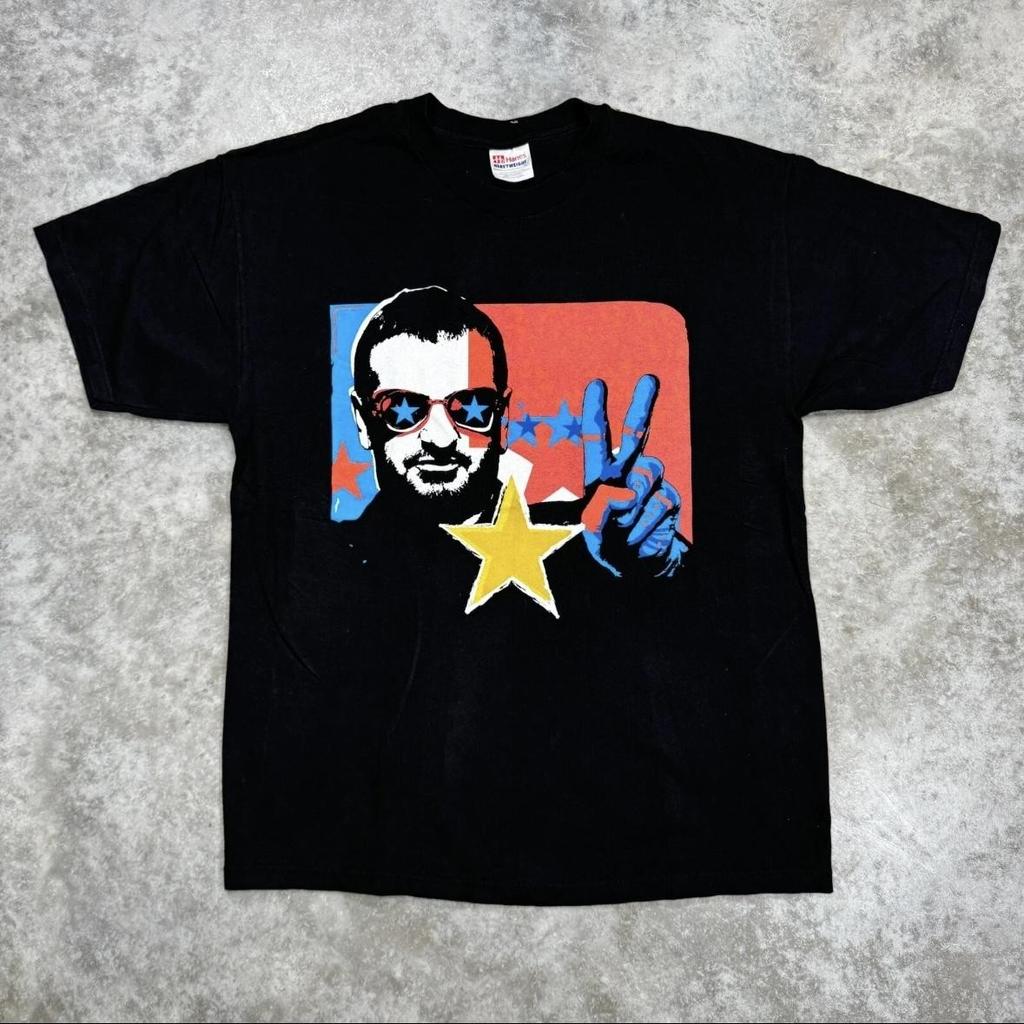 Vintage tričko Ringo Starr Pánské Velikost L Černé 2001 All Starr Band Turné Koncert Rock Unisex Tričko