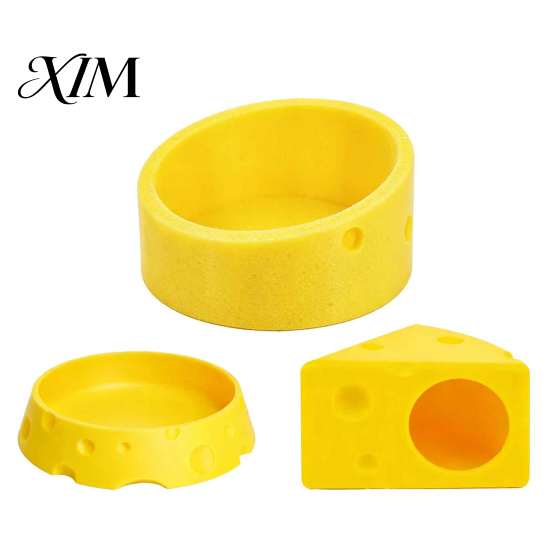 Comfortable Small Pet Shelter Cheese Hamster Hideout, Funny Cave House, Breathable House Food Bowl, Cage Accessory for Gerbils, Guinea Pigs Shaped