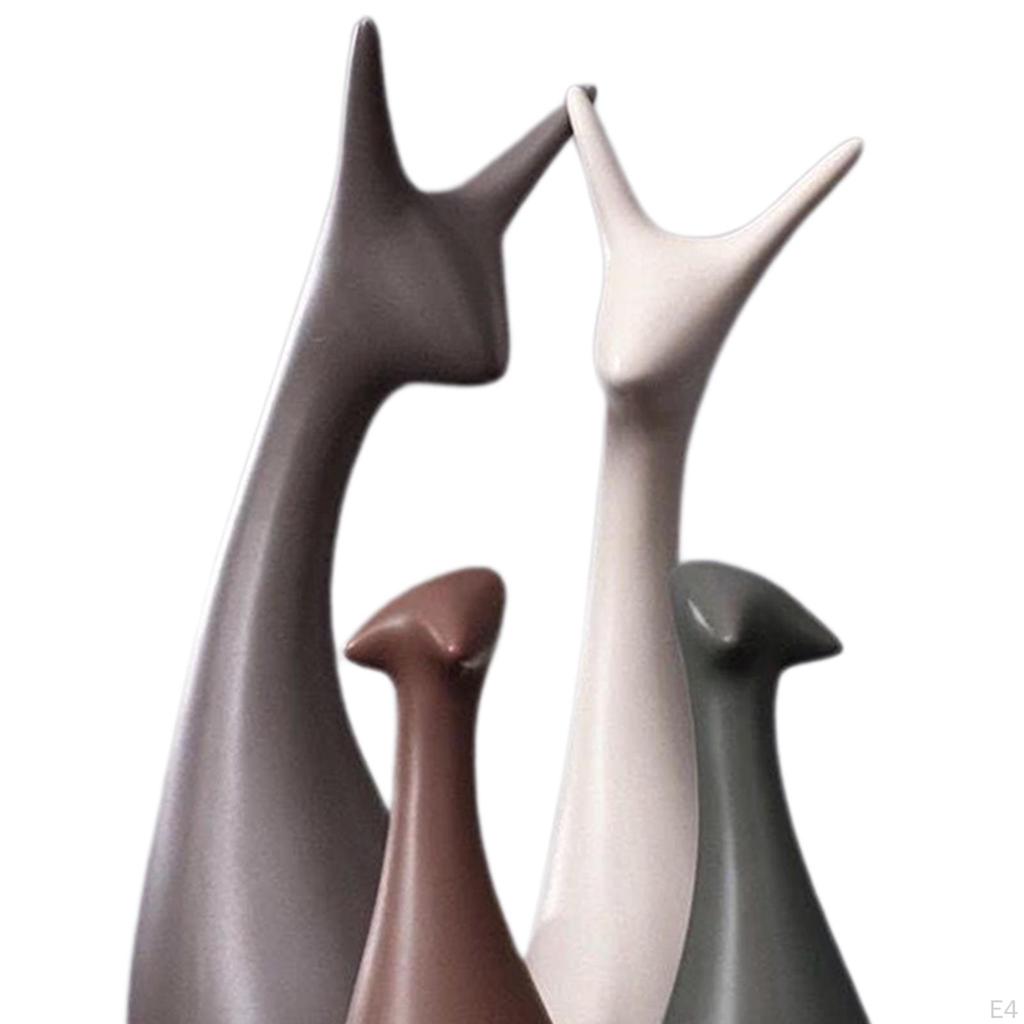3Pcs Ceramic Ornaments, Animal Figurines Deer Statue Sculpture Modern Collectable Art Works for Home