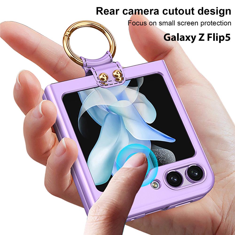 Luxuriöse, ultradünne Telefonhüllen mit Beschichtungsring für Samsung Galaxy Z Flip 5 5G. Hülle mit Linsenschutzhülle. Stoßfeste Funda
