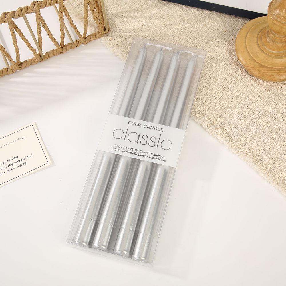 European Classic Long Stem Smokeless Taper Candle for Home & Wedding Decoration