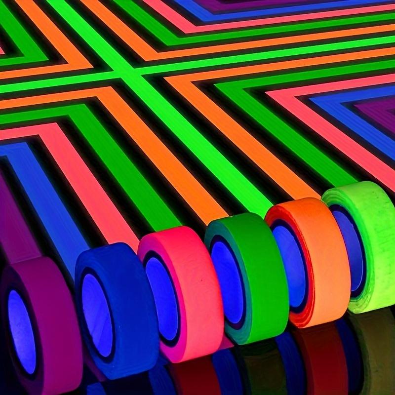 6 ks Neonově zářící páska, 6 barev - Vodotěsná, UV reaktivní fluorescenční samolepka, Reflexní bezpečnostní výstražná páska
