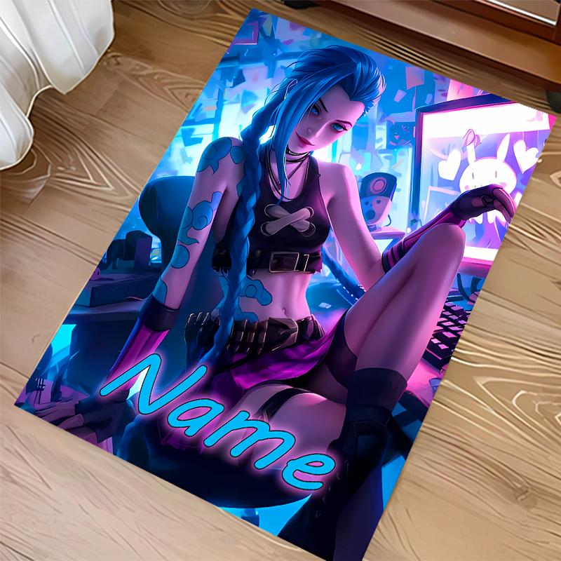 Custom Personalization League of Legends Jinx Print Area Rug - Soft, Washable Non-Slip Indoor Mat,Living Room,Home&Office Decorative Rug