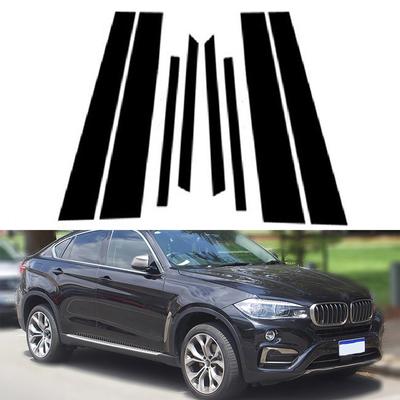 8pcs/set Car Door Window Column BC Pillar Post Trim Sticker Cover For BMW X6/F16 2015-2019 Glossy Black Auto Parts