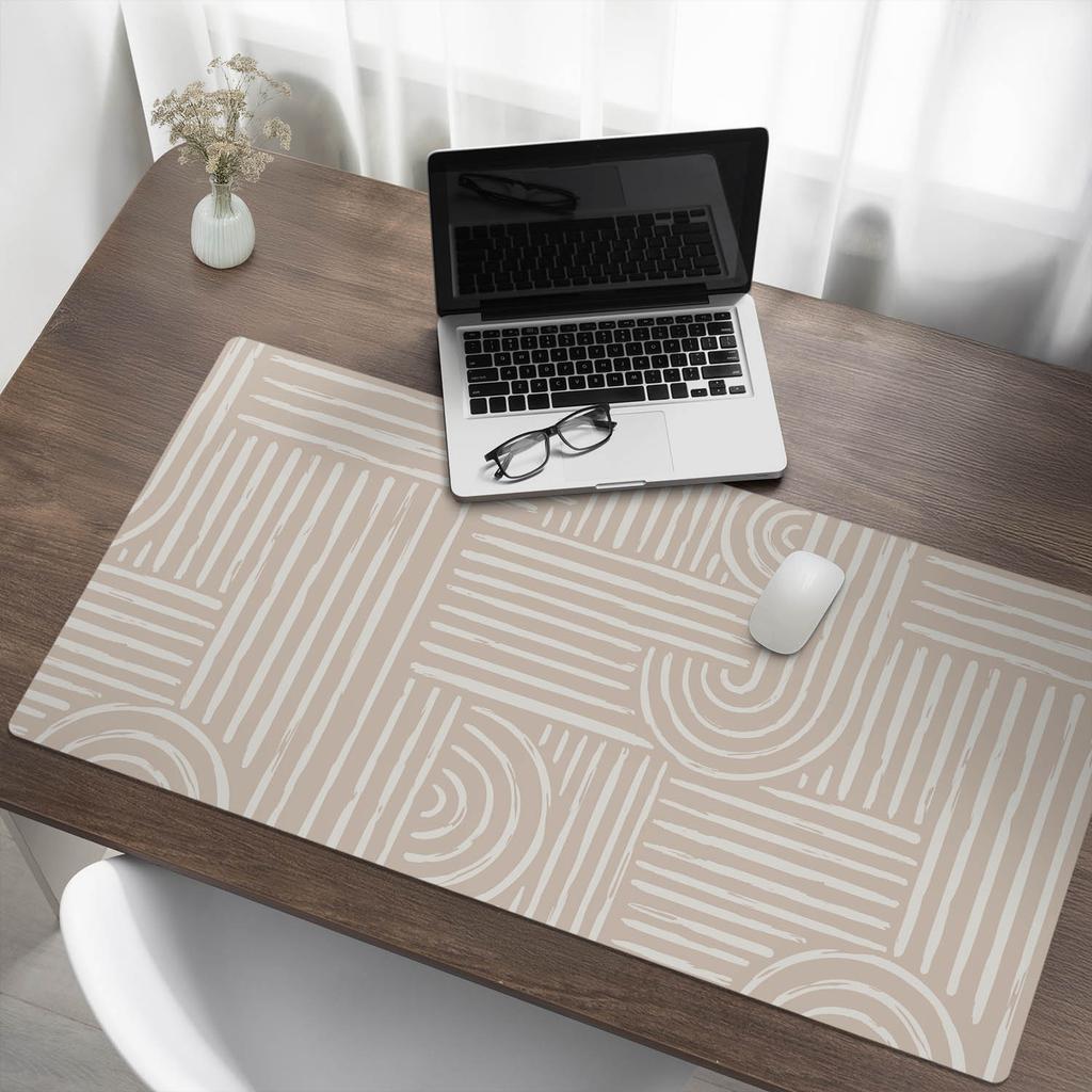 Modern Desk Mat for Remote Work Geometric Lines 120x60 Cm