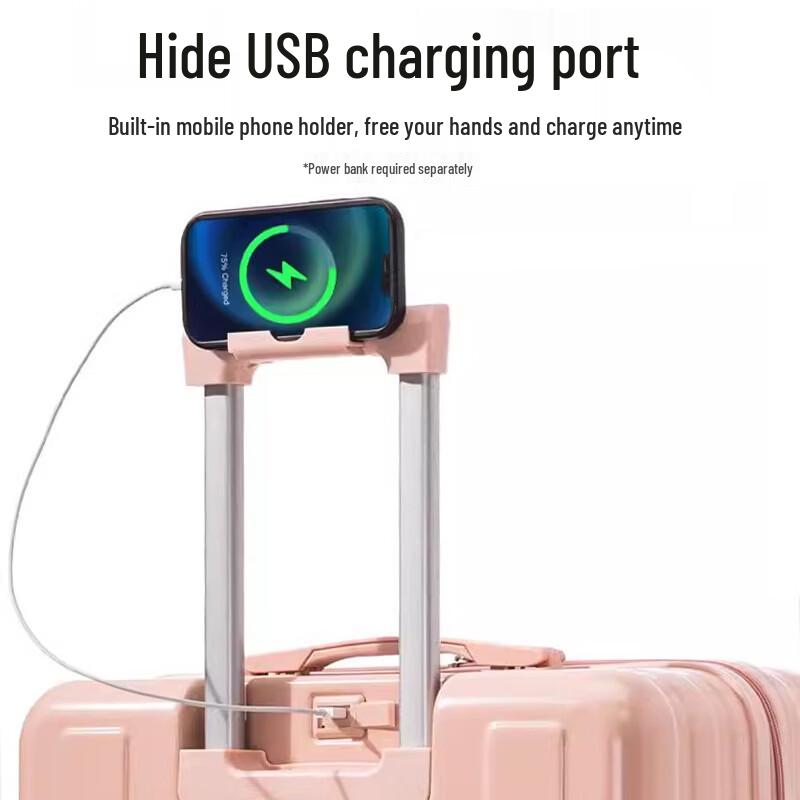 JOURHEY SHI Multifunctional Front-Opening Luggage with USB & Cup Holder