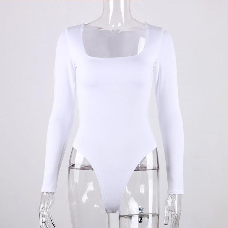 Y2K Sexy Solid Color Bodysuit Basic Slim Fit Top Women's Summer Net Red Fashion Long Sleeve Bodysuit