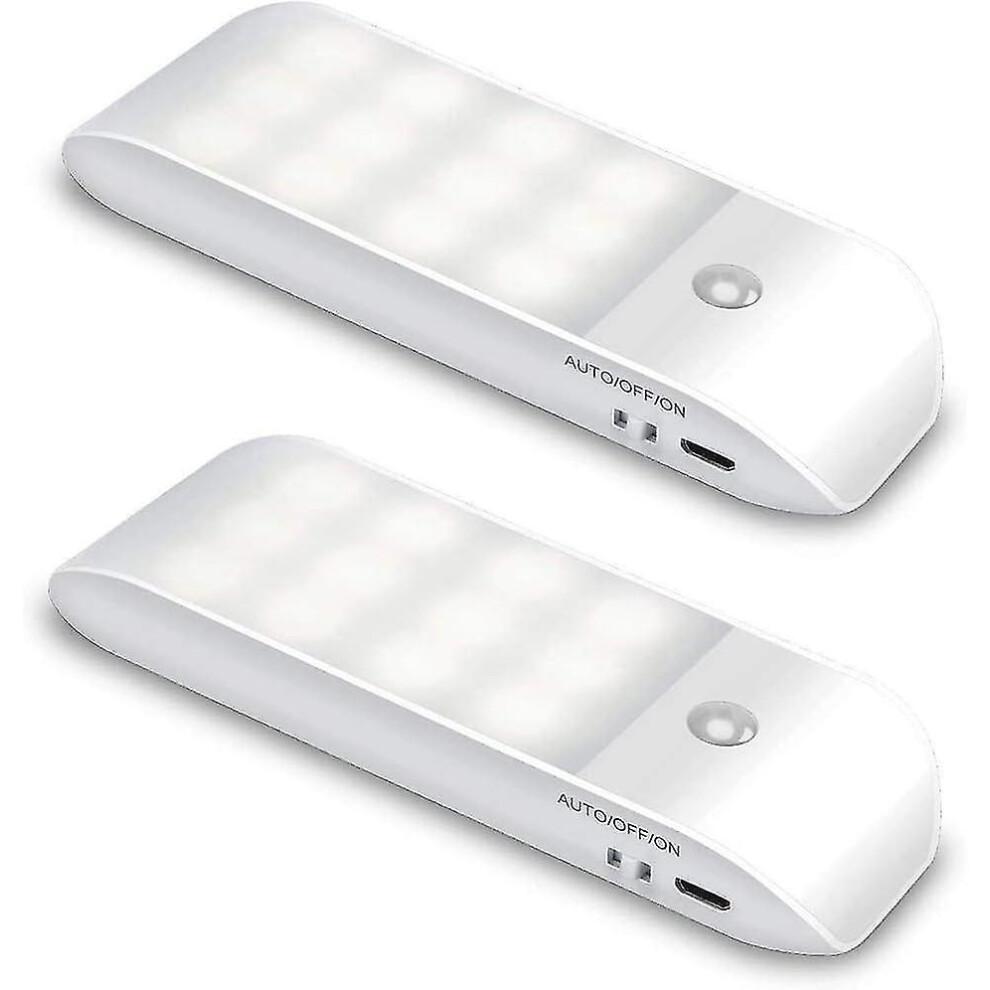 2 Pcs Automatic Light Portable Motion Sensor Light Night Light Mode Led Usb Rechargeable Cabinet with Magnetic Stickers Warm Cabinet Hallway Stairs Re