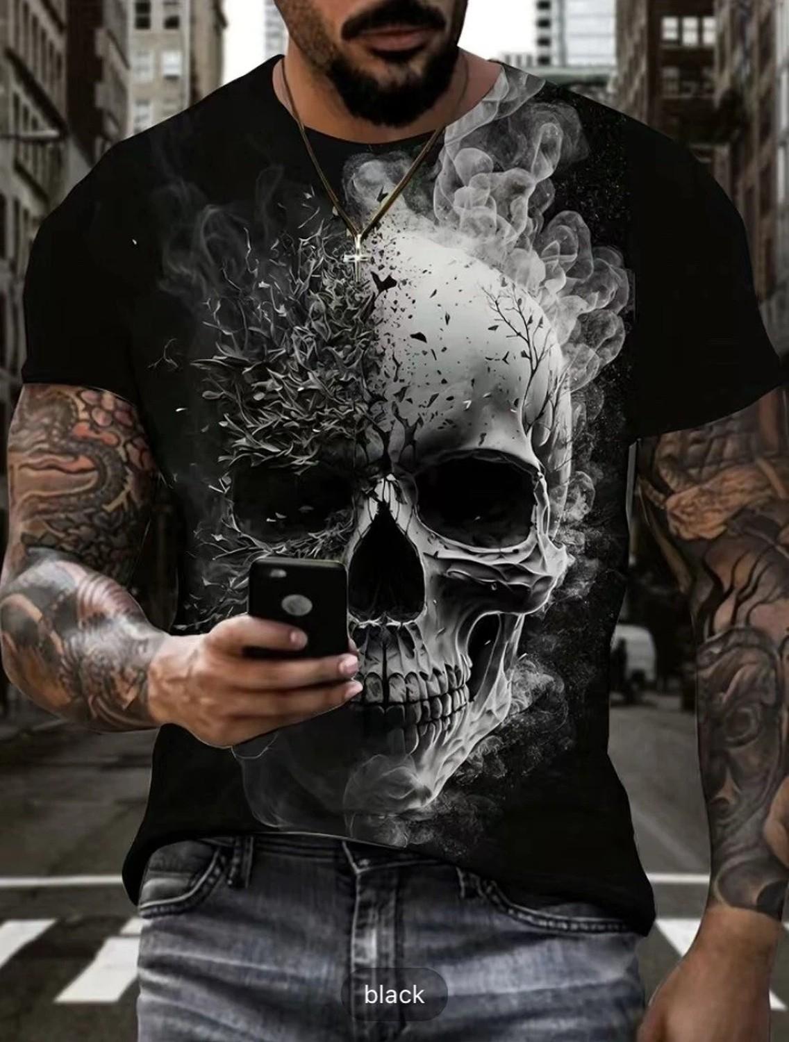 HALLOWEEN 3D Skull Skeleton T Shirt M