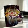 Custom Name Personalized Marilyn Monroe Print Blanket, Home Decor, Bedroom, Sofa, Camping, Couch, Gifts for Birthday Christmas