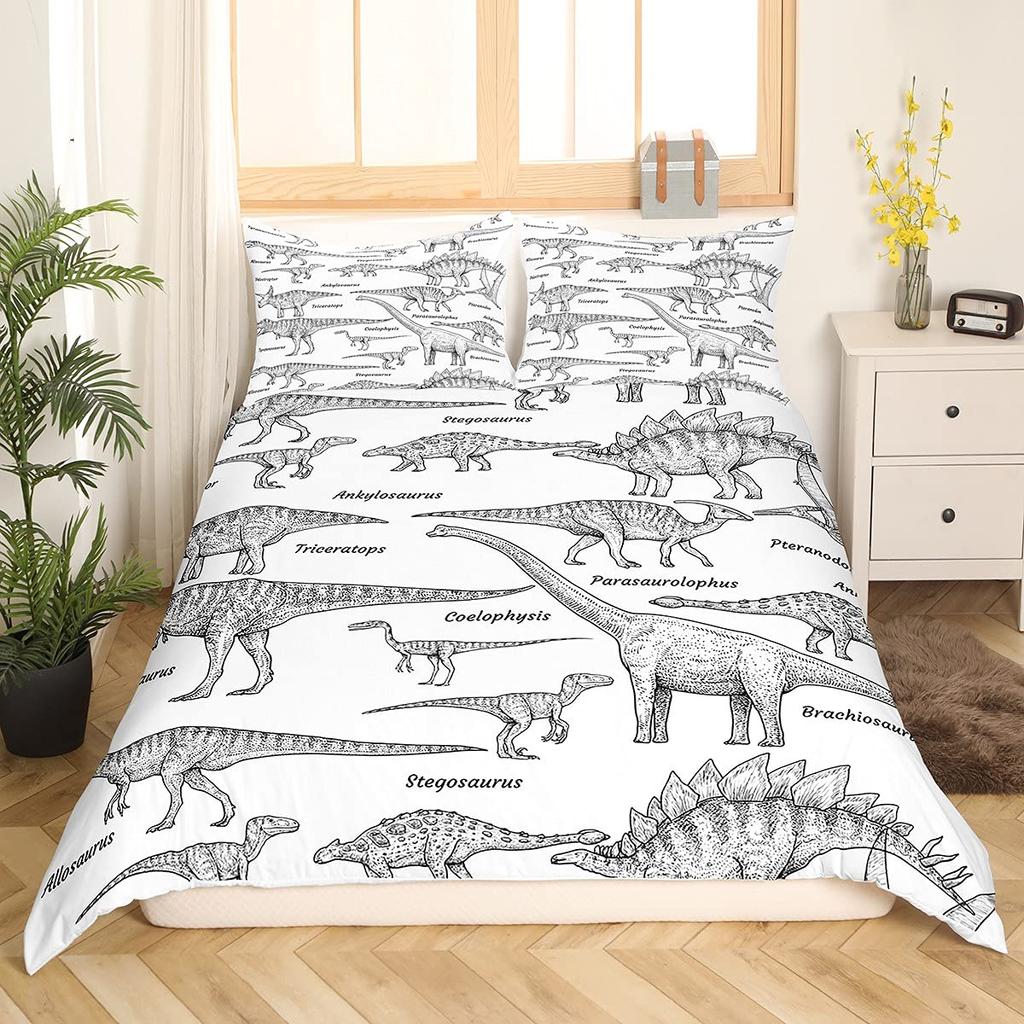 Dinosaur Duvet Cover Set Cartoon Cute Duvet Cover Boy Bedding Set Dino Comforter Cover Set Soft Dinosaur Animal Teen Bedroom Set
