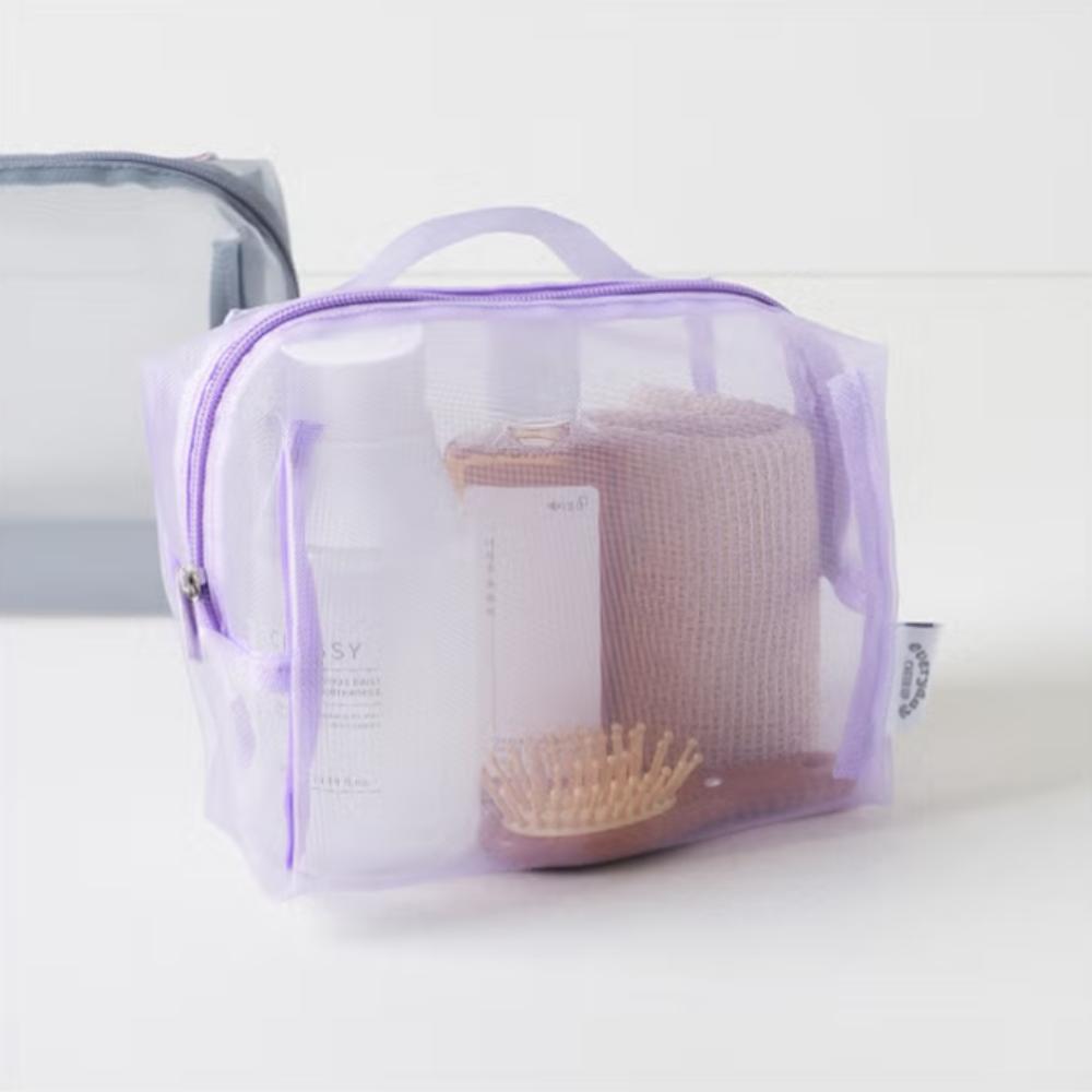 Purple Mesh Pouch with Handle