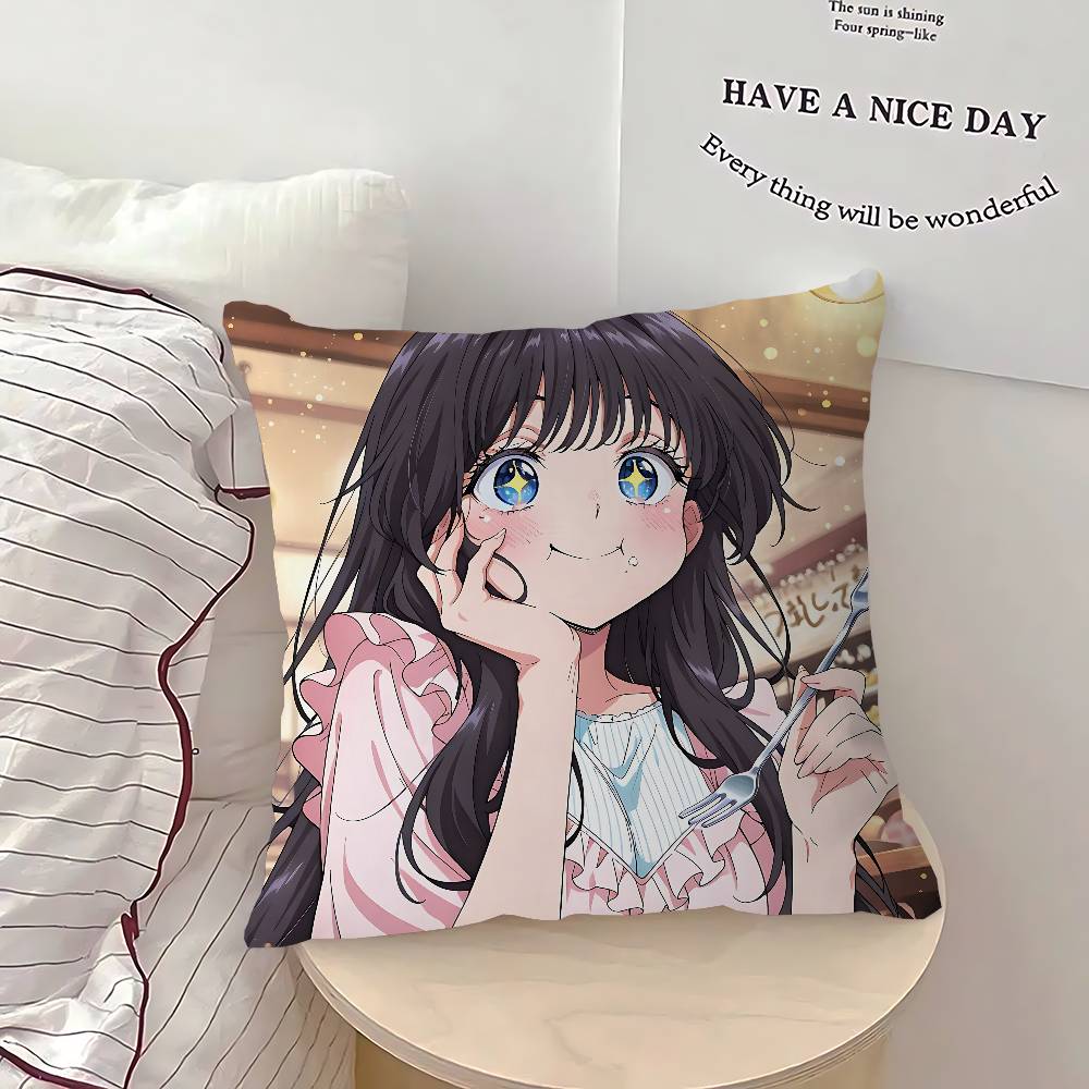 New K-Kaoruko Waguri Pillow Covers Cartoon Sofa Decorative Home Double-sided Printing Short Plush Cute Cushion Cover