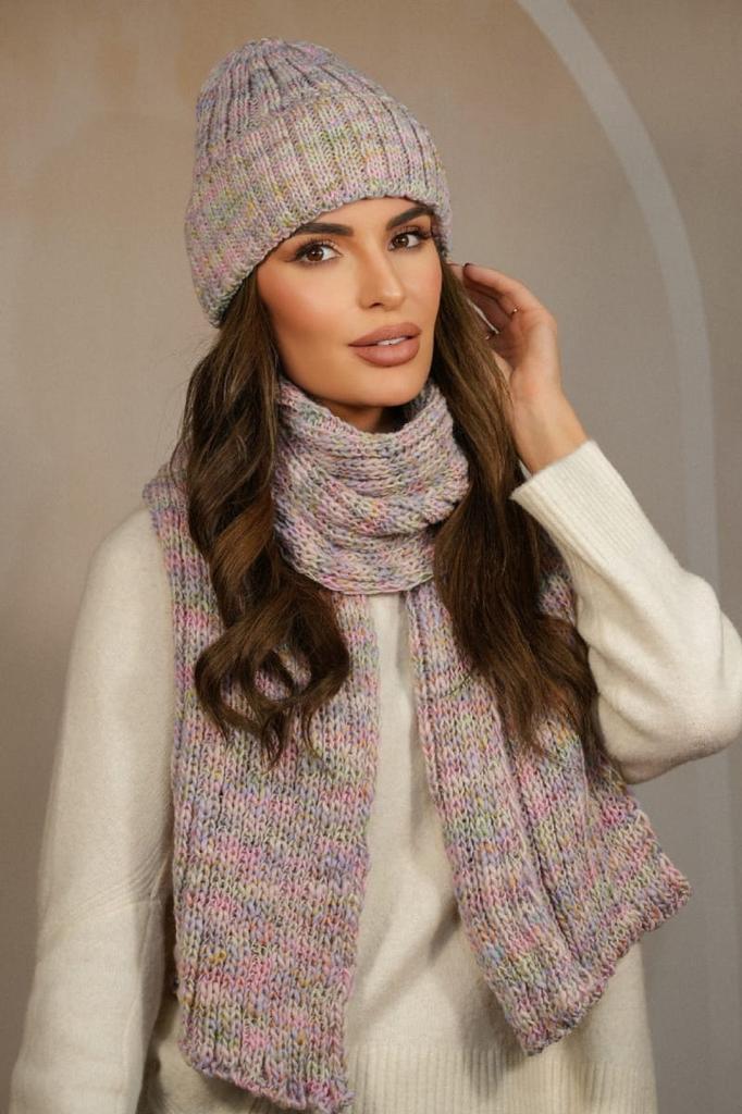 Winter Set Hat with Scarf Color Pink Kamea- Hasu