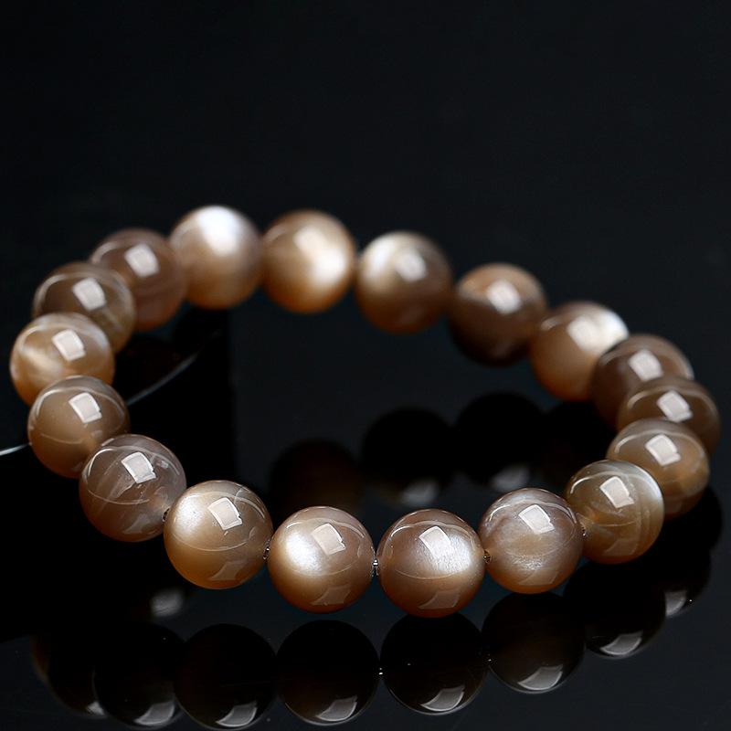 Hongchu Crystal Natural7A Milk Tea Moonstone Round Bead Bracelet Gray Moonstone Bracelet Loose Beads