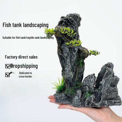 Aquarium Decor: Faux Mountain Resin Stones for Tank Landscaping & Turtle Fish Habitat