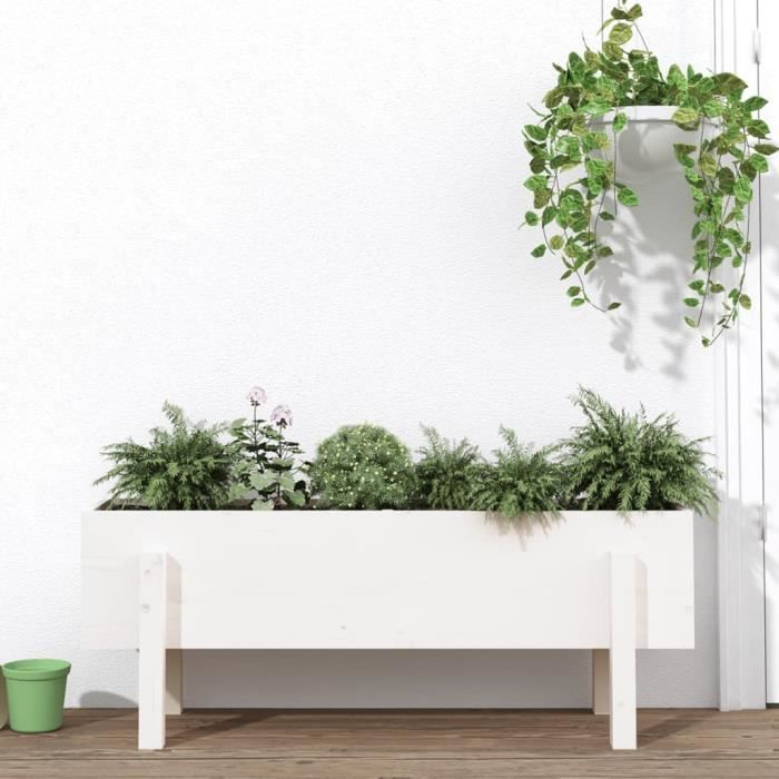 VidaXL Lit surélevé de jardin blanc 101x30x38 cm bois de pin massif 825185