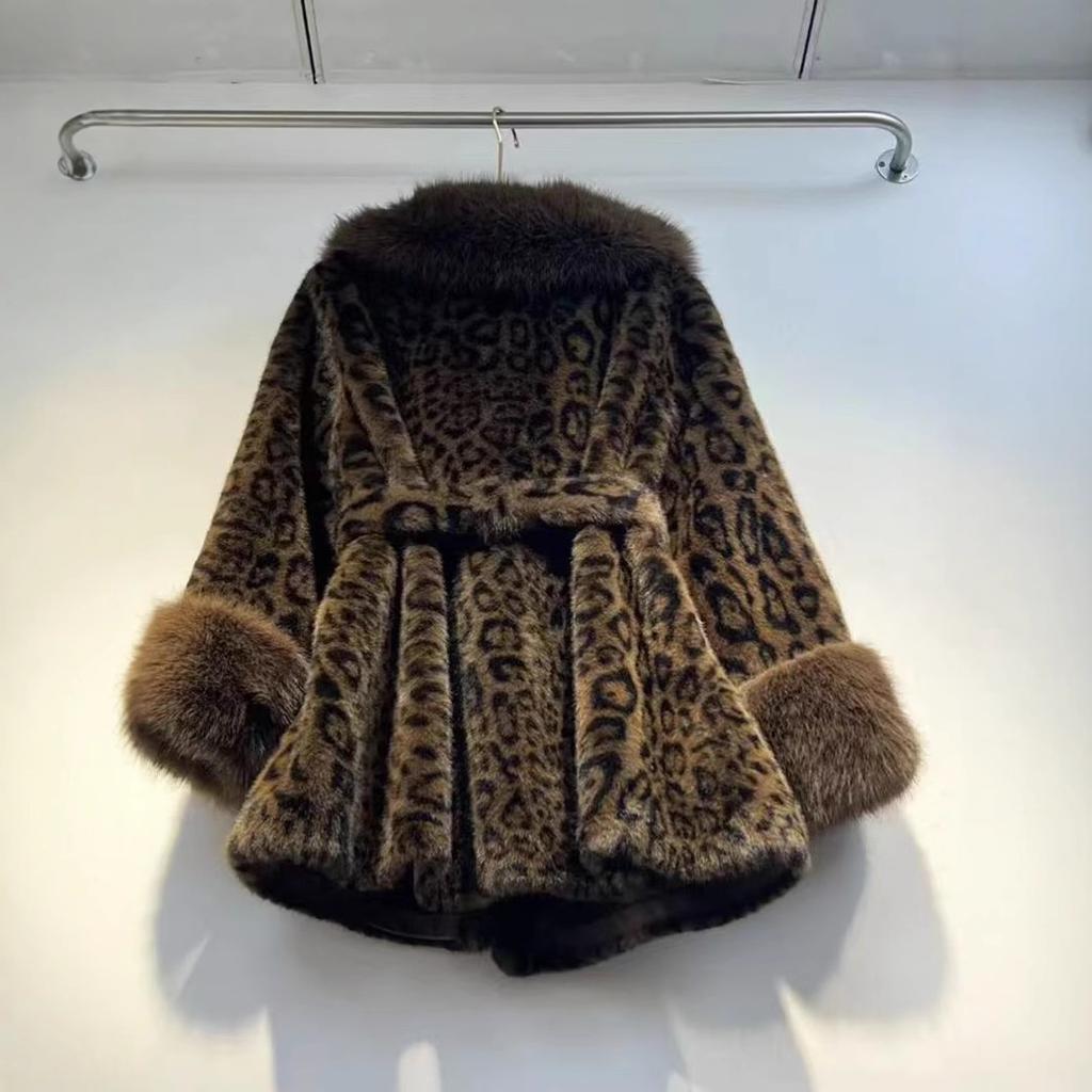 Leopard Print Mink Fur Mink Coat Short Style 2025 Winter Fashion New Mink Coat Imitation Fur Fur Imitation Mink