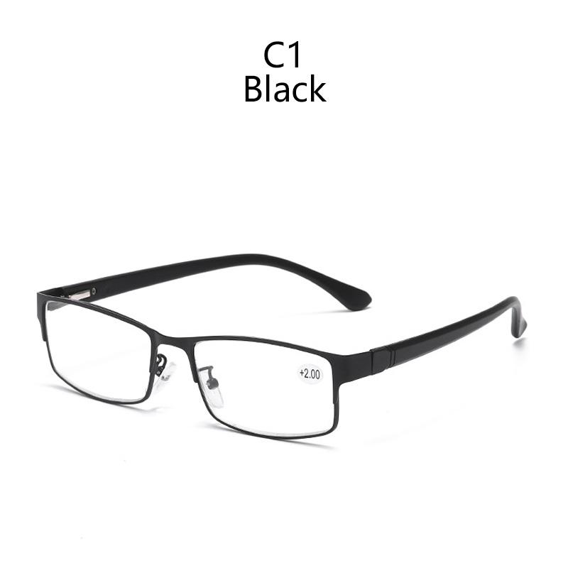 Men'S Square Alloy Anti Blue Light Reading Spring Hinge Glasses Metal Male Blue Ray Blocking Hyperopia Eyeglasses