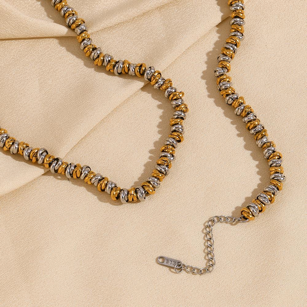 MamacitaSlay Minimalista Fatto a Mano Collana Cerchio Mescolanza Colori Impilati Collana da Donna in Acciaio Inossidabile Un Pezzo Gioielli