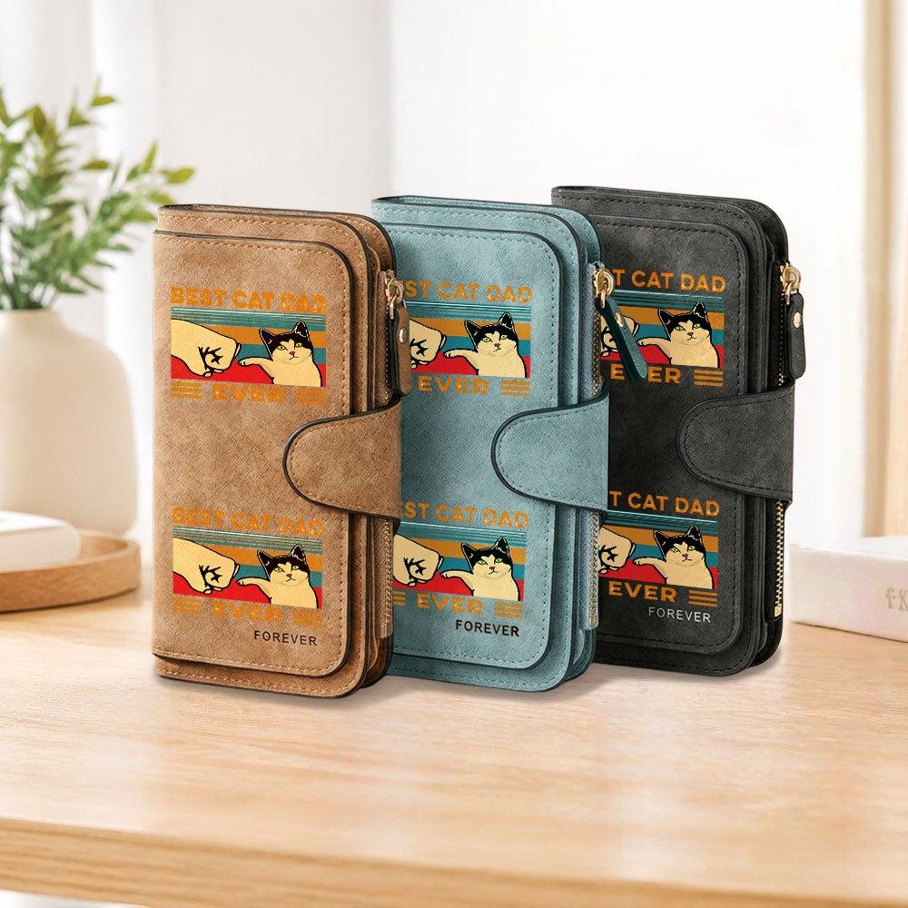 BEST CAT DAD EVER Long Zipper Wallet Large Capacity Card Holder Unisex Clutch Bag Fashionable Zipper Coin Purse Suitable For Daily Use Perfect Gift
