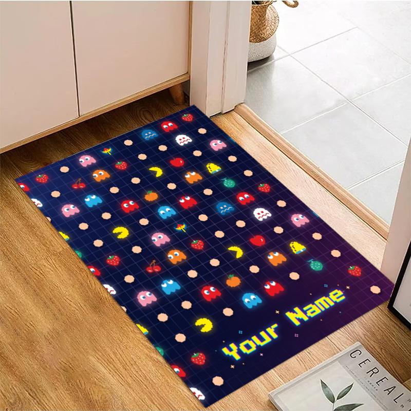 Custom Name Pac Game Rug - Decorative Non-slip Carpet With YourName For Bedroom Or Office Perfect Gift For Family And Friends
