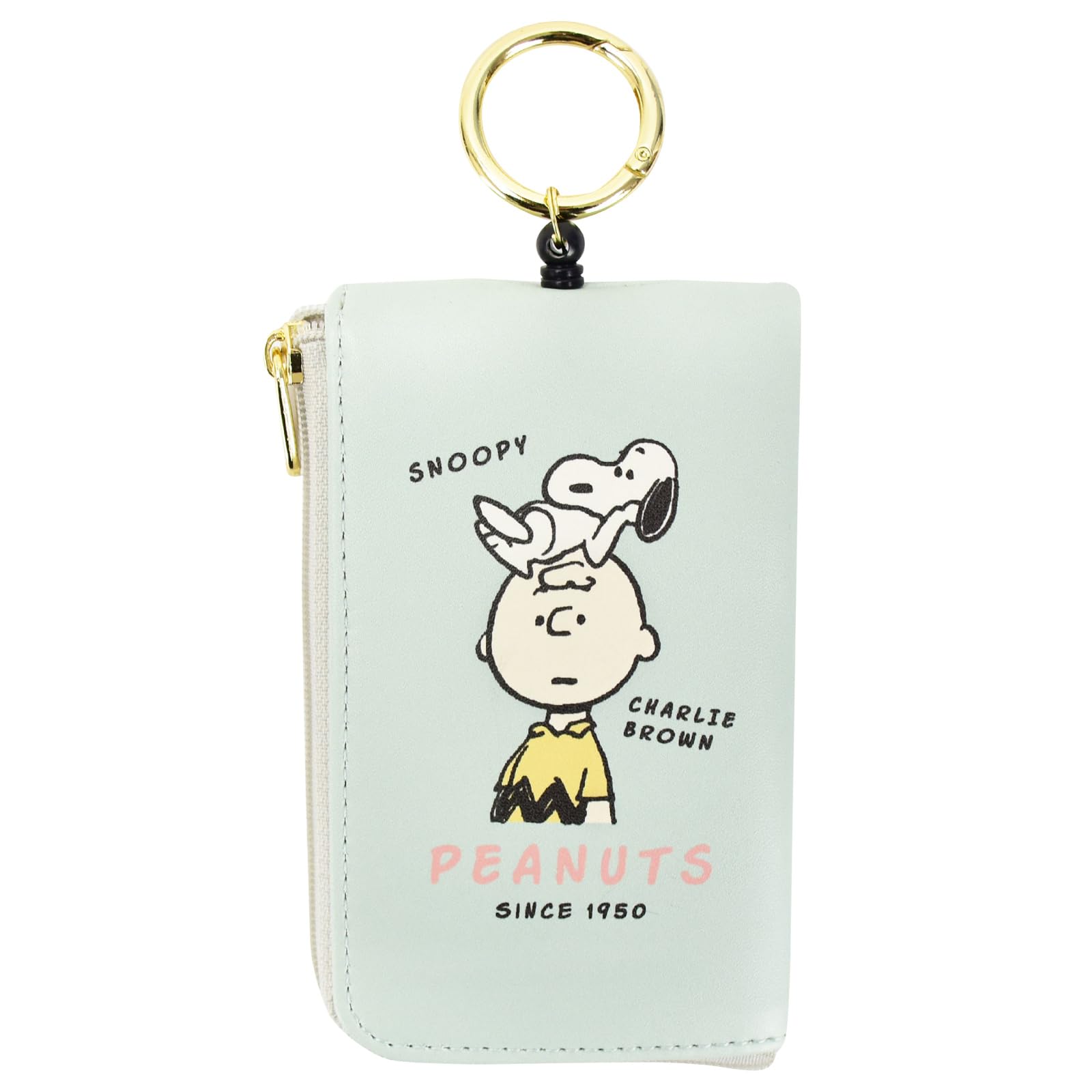 

Чехол для пропуска Снупи с синтетическим умным велосипедным катушечным ключом, вмещает 2 органайзера для мелких предметов, катушка, кожа, ключ, автомобиль, ключ, стиль, кольцо, карты, зелёный