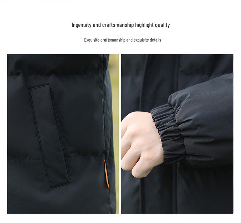 Unisex Autumn-Winter Hooded Puffer Jacket: Cozy Hong Kong Style Two-Piece Look