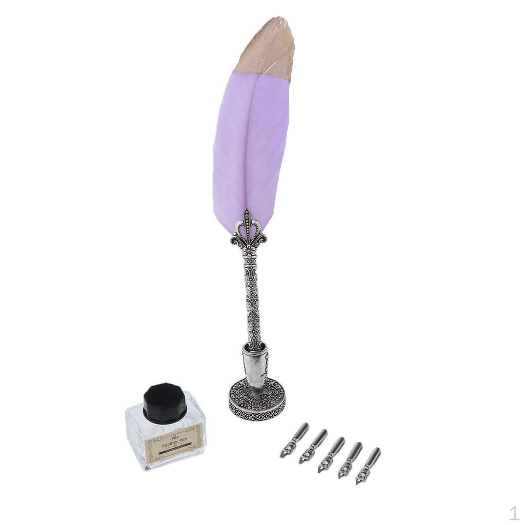 

Dip Fountain 1 Piece Pen Holder + 5 Pcs Spare Tips Gift Box світло-фіолетового кольору