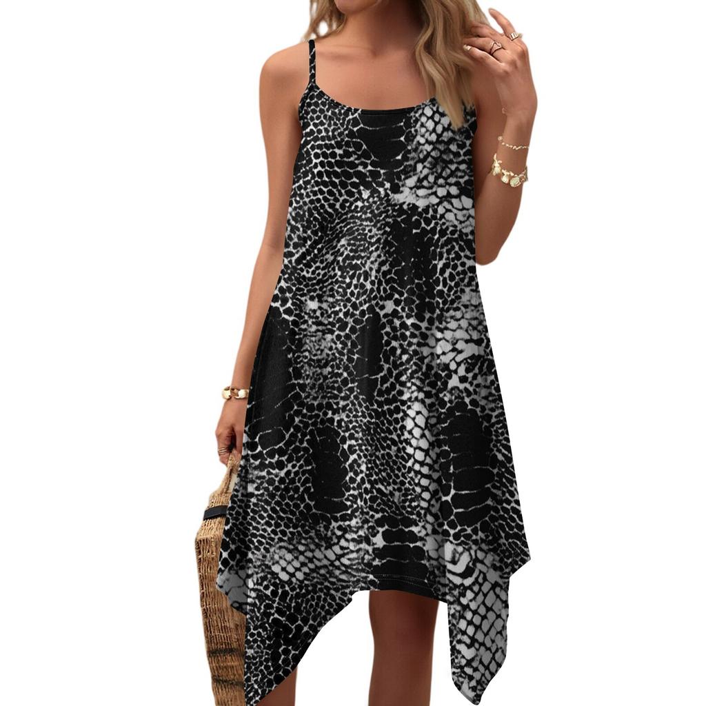 Dámské letní ležérní vintage květinové šaty s kulatým výstřihem a nastavitelnými ramínky, s kapsami