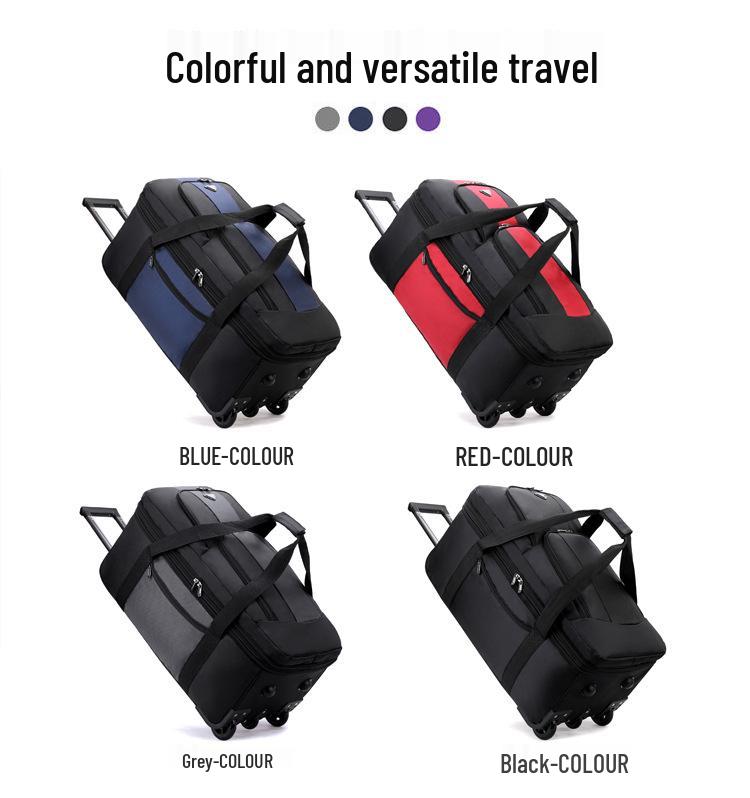 Expandable Water-Repellent Luggage Trolley Bag with Wheels - Large Capacity