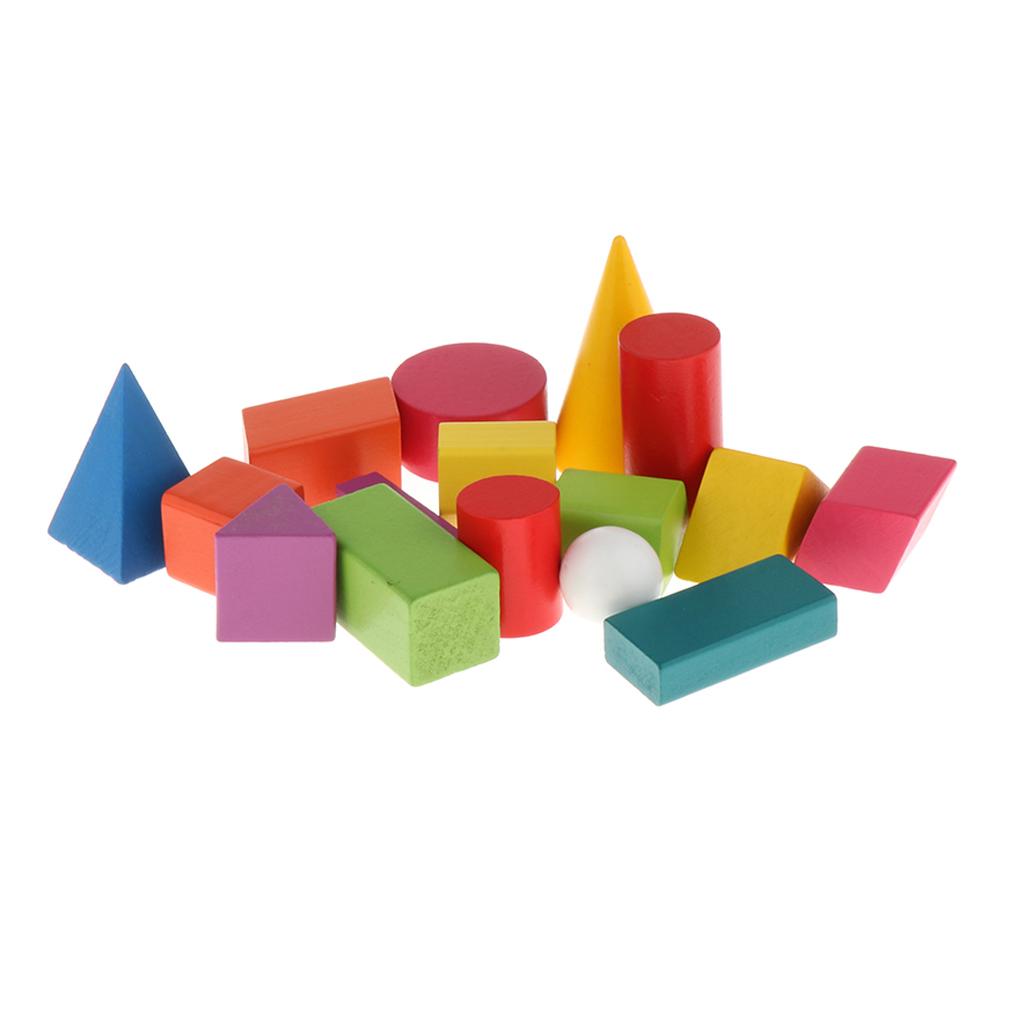 16pc Math Manipulatives Geometry Set Blocks for Kids Preschool Learning Toys