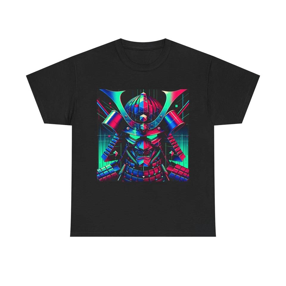 Unisex Adult T Shirt Neon Punk Samurai Helmet Artwork 8K 4XL