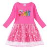 Kinderkleid im koreanischen Stil: Kurzarm Sommer oder Langarm Frühling/Herbst, Sterne Regenbogen Pailletten, Netz Falten Prinzessinnen Design.