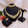 Set da quattro pezzi collana, orecchini, anello e bracciale da sposa di Dubai, set in oro 14K e zirconi da donna nigeriana