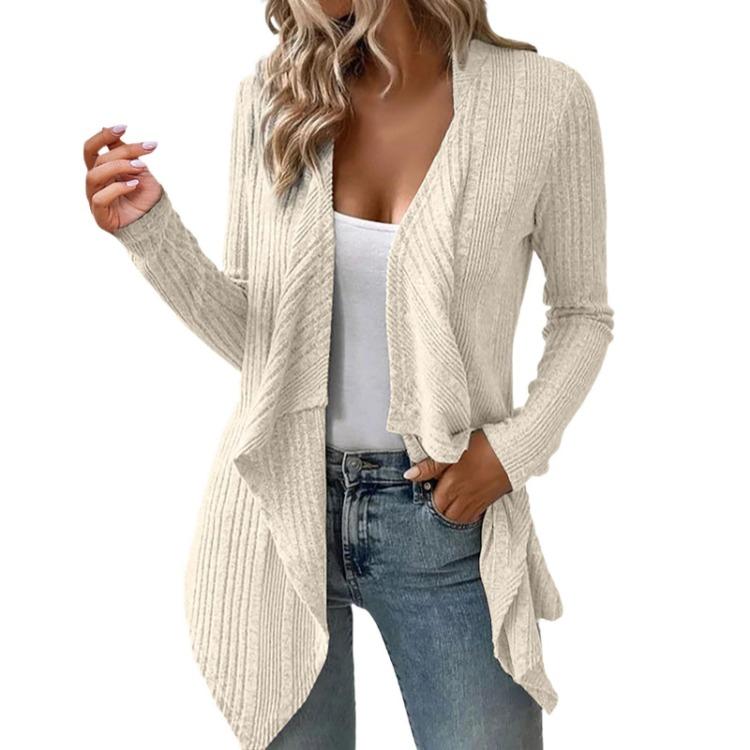 Casual Long Sleeve Open Front Solid Knit Cardigan Women's Sweater Clothing